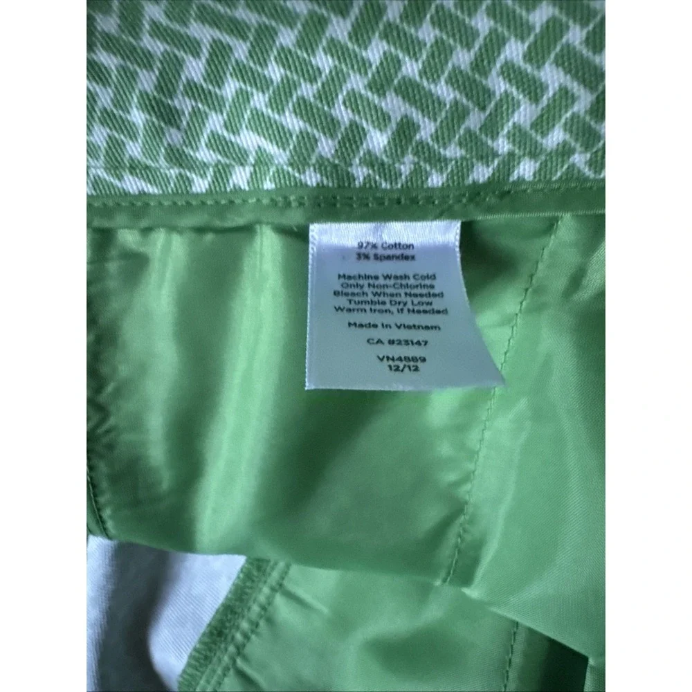 Talbots Heritage‎ Cropped Pants Women's Size 12 Green White Pattern Lattice - Picture 7 of 9